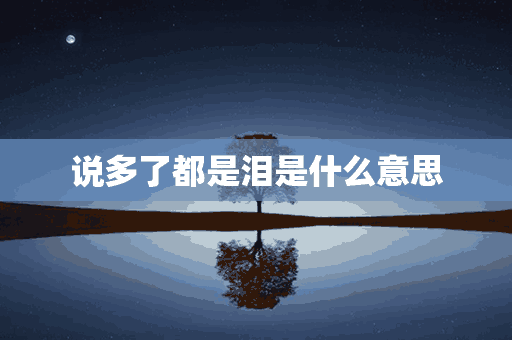 说多了都是泪是什么意思